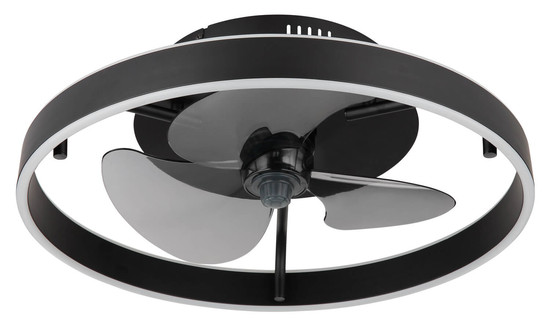 Globo Conway LED Deckenventilator 40W CCT Schwarz, Metall Fernbedienung Memoryfunktion Ø50cm 03634