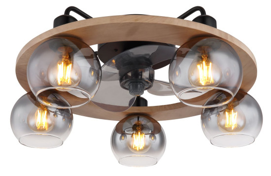 Globo Lamotta E27 Ventilator 5-fach Schwarz Matt, Metall Fernbedienung Ø13cm 03639