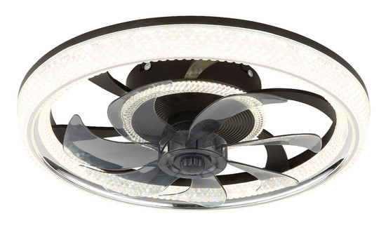 Globo LED Deckenventilator Cirilla 30W dimmbar Fernbedienung CCT warm-/tageslichtweiss Schwarz matt klar Acrylkristalle Ø48cm
