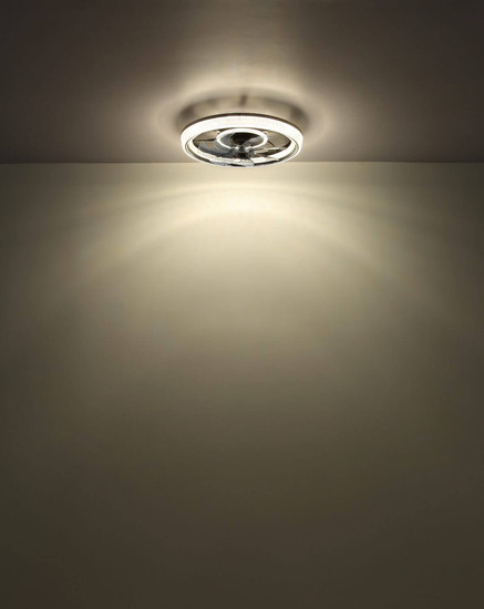Globo LED Deckenventilator Cirilla 30W dimmbar Fernbedienung CCT warm-/tageslichtweiss Schwarz matt klar Acrylkristalle Ø48cm