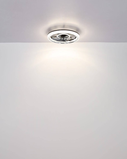 Globo LED Deckenventilator Cirilla 30W dimmbar Fernbedienung CCT warm-/tageslichtweiss Schwarz matt klar Acrylkristalle Ø48cm