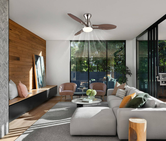 Globo Gale LED Deckenventilator 22W CCT Nickel Matt, Metall Fernbedienung Memoryfunktion 32,5cm 03671N