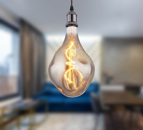 Globo Lampe E27 Leuchtmittel E27 4W Warmweiß Rauchfarben, Glas Ø16,5cm 11536S