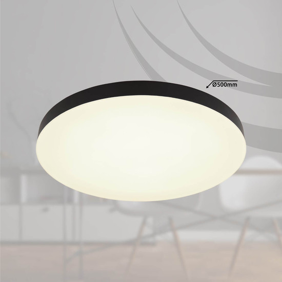 Globo LED Deckenleuchte Matthew 50W CCT warm-/neutral-/tageslichtweiss Schwarz matt Ø50cm