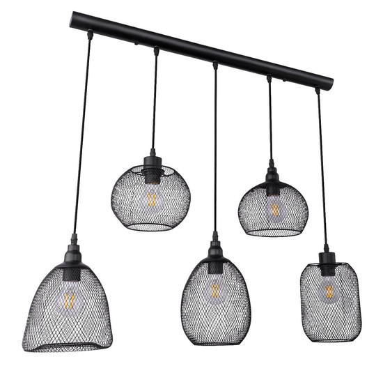 Globo Pendelleuchte Anya 5-flammig E27 Schwarz Metall 120x89cm