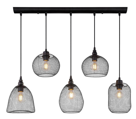 Globo Pendelleuchte Anya 5-flammig E27 Schwarz Metall 120x89cm