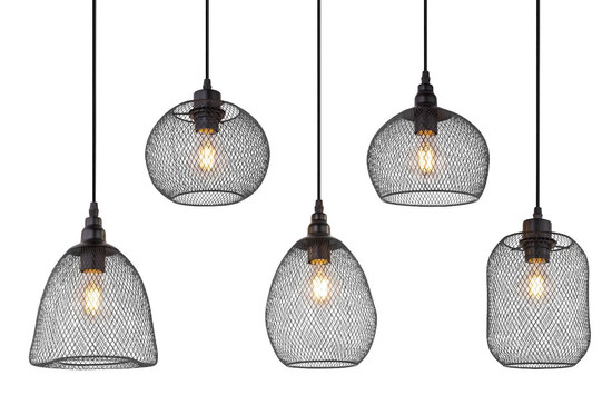 Globo Pendelleuchte Anya 5-flammig E27 Schwarz Metall 120x89cm