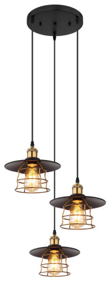 Globo Viejo E27 Hängeleuchte 3-fach Schwarz Matt, Metall Ø22cm 15086-3BH