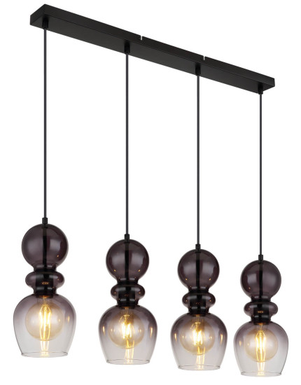 Globo Clarity E27 Hängeleuchte 4-fach 25W Schwarz Matt, Metall Ø15cm 15174-4H