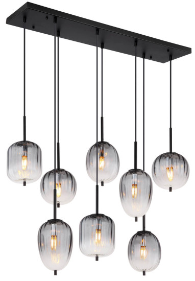 Globo Attila E14 Hängeleuchte 8-fach 40W Schwarz Matt, Metall 120cm 15215-8