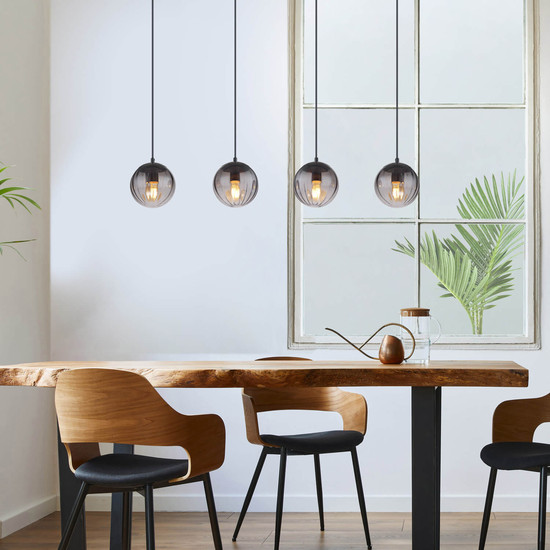 Globo Dallerta E27 Hängeleuchte 4-fach 60W Schwarz Matt, Metall Ø17cm 15216-4