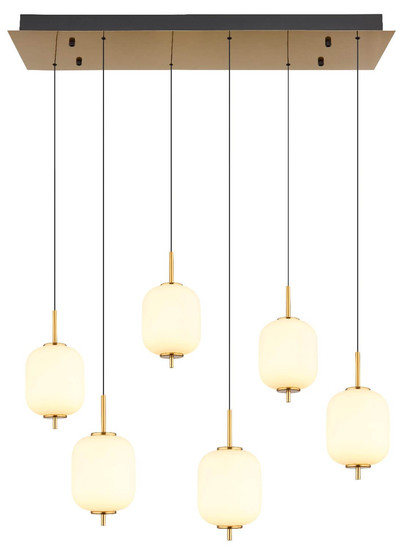 Globo LED Pendelleuchte Ewald 40W warmweiss Messingfarben Metall Glas 220x80,5cm