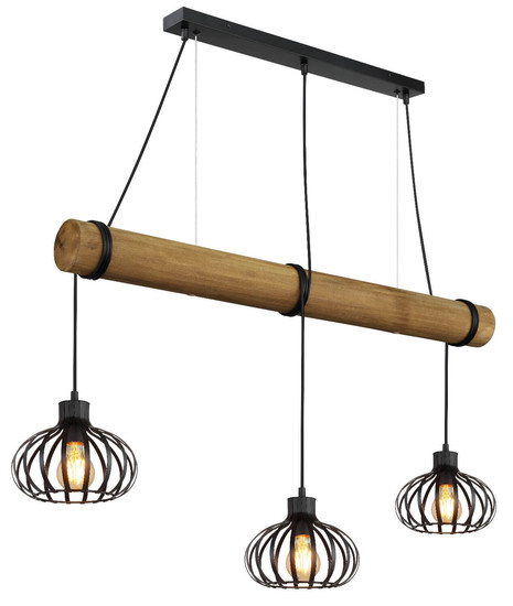 Globo Pendelleuchte Caldwell 3-flammig E27 Schwarz matt Metall Metallstäbe 150x100cm