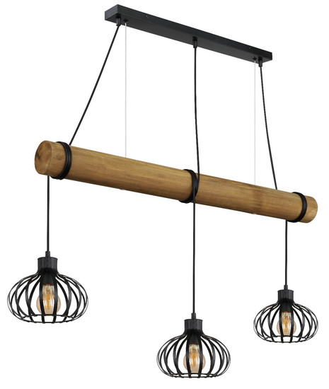 Globo Pendelleuchte Caldwell 3-flammig E27 Schwarz matt Metall Metallstäbe 150x100cm