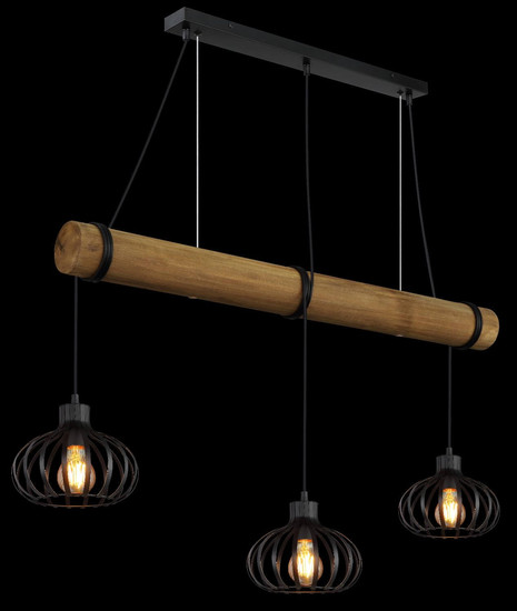 Globo Pendelleuchte Caldwell 3-flammig E27 Schwarz matt Metall Metallstäbe 150x100cm