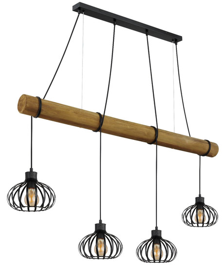 Globo Pendelleuchte Caldwell 4-flammig E27 Schwarz matt Metall Metallstäbe 150x125cm