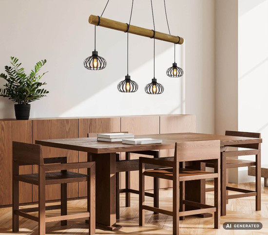 Globo Pendelleuchte Caldwell 4-flammig E27 Schwarz matt Metall Metallstäbe 150x125cm