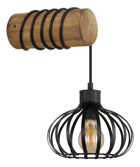 Globo Wandleuchte Caldwell E27 Braun schwarz matt Holz Metallstäbe 59x20cm