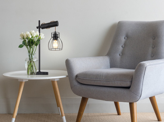 Globo Mina E27 Tischleuchte 40W Schwarz Matt, Metall Ø13,6cm 15326TNB