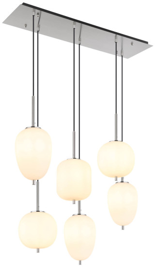 Globo Blacky I E14 Hängeleuchte 6-fach 40W Nickel Matt, Metall 120cm 15345-6NO