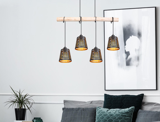 Globo Ablona E27 Hängeleuchte 4-fach 60W Schwarz Matt, Metall Ø17cm 15451-4H