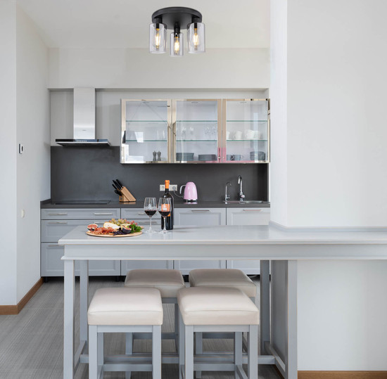 Globo Hadera E27 Deckenleuchte 3-fach 60W Schwarz Matt, Metall Ø10cm 15465-3D