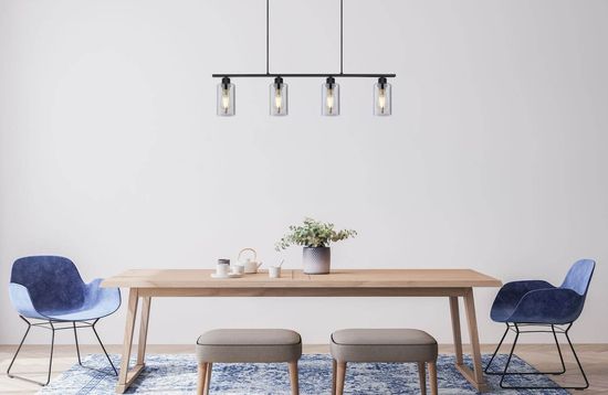 Globo Hadera E27 Hängeleuchte 4-fach Schwarz Matt, Metall Ø10cm 15465-4H