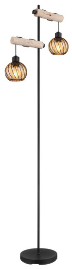 Globo Paulo E27 Stehleuchte 2-fach 15W Schwarz Matt, Metall Ø13cm 15534S