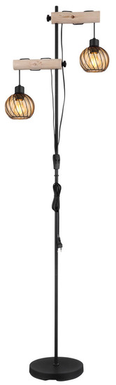 Globo Paulo E27 Stehleuchte 2-fach 15W Schwarz Matt, Metall Ø13cm 15534S