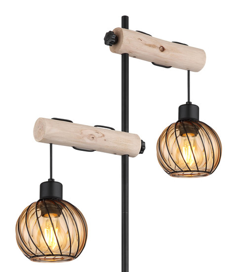 Globo Paulo E27 Stehleuchte 2-fach 15W Schwarz Matt, Metall Ø13cm 15534S