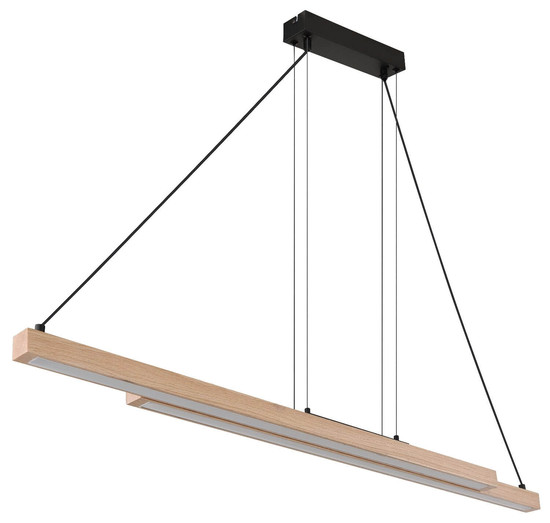 Globo LED Pendelleuchte Grekkie 40W dimmbar Fernbedienung CCT warm-/tageslichtweiss Schwarz matt Holzoptik dunkel Metall MDF 171x120cm
