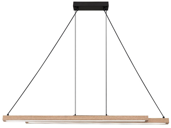 Globo LED Pendelleuchte Grekkie 40W dimmbar Fernbedienung CCT warm-/tageslichtweiss Schwarz matt Holzoptik dunkel Metall MDF 171x120cm