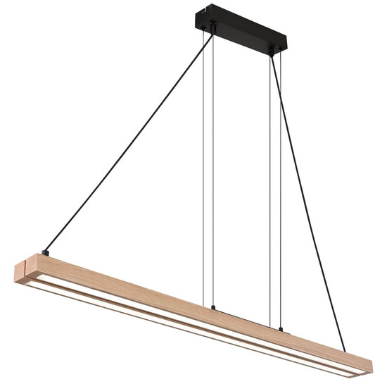 Globo LED Pendelleuchte Grekkie 40W dimmbar Fernbedienung CCT warm-/tageslichtweiss Schwarz matt Holzoptik dunkel Metall MDF 171x120cm
