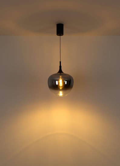Globo Pendelleuchte Maxy E27 Schwarz matt rauchfarben Metall Glas Ø29cm
