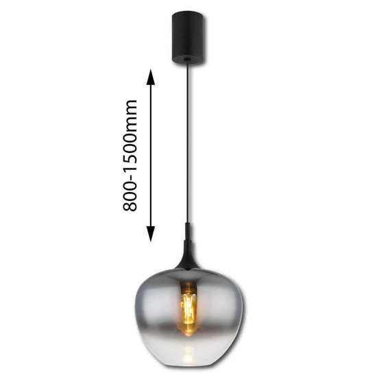 Globo Pendelleuchte Maxy E27 Schwarz matt rauchfarben Metall Glas Ø29cm