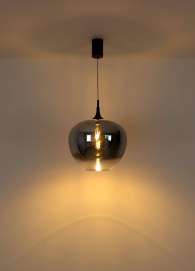 Globo Pendelleuchte Maxy E27 Schwarz matt rauchfarben Metall Glas Ø40cm