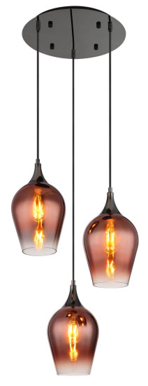 Globo Lavus E27 Hängeleuchte 3-fach 60W Schwarz-Chrom, Metall Ø18cm 155520-3HRC