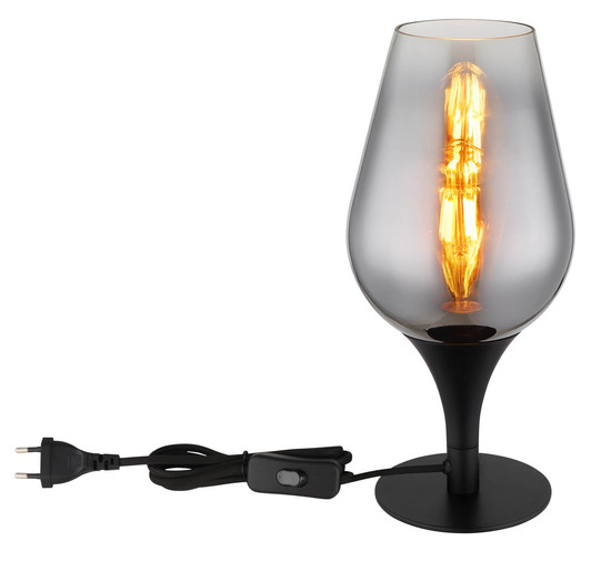 Globo Lavus E27 Tischleuchte 40W Schwarz Matt, Metall Ø15cm 15552T3