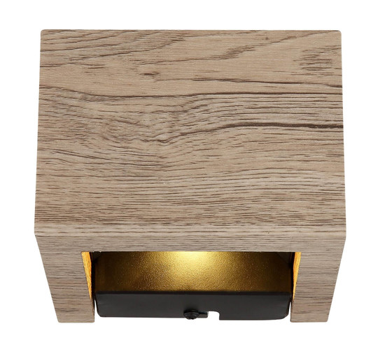 Globo LED Wandleuchte Alina 8W warmweiss Holzoptik dunkel MDF 13x10cm