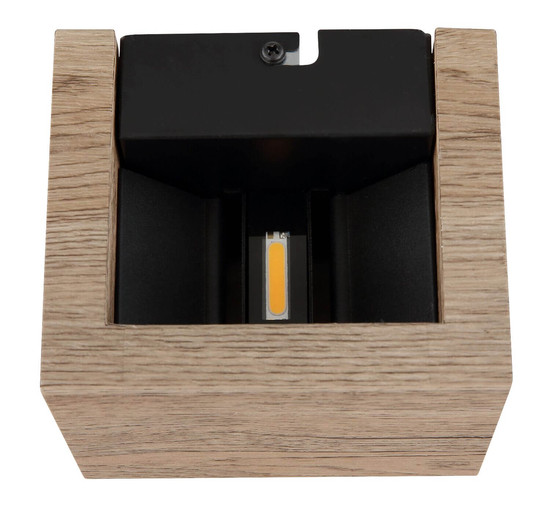 Globo LED Wandleuchte Alina 8W warmweiss Holzoptik dunkel MDF 13x10cm