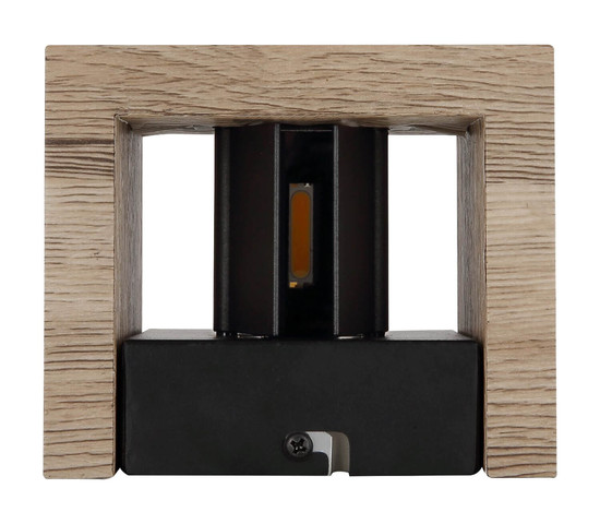 Globo LED Wandleuchte Alina 8W warmweiss Holzoptik dunkel MDF 13x10cm