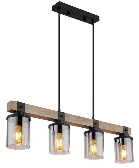 Globo Pendelleuchte Lila 4-flammig E27 Schwarz matt rauchfarben Metall Glas 133x73cm