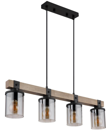 Globo Pendelleuchte Lila 4-flammig E27 Schwarz matt rauchfarben Metall Glas 133x73cm