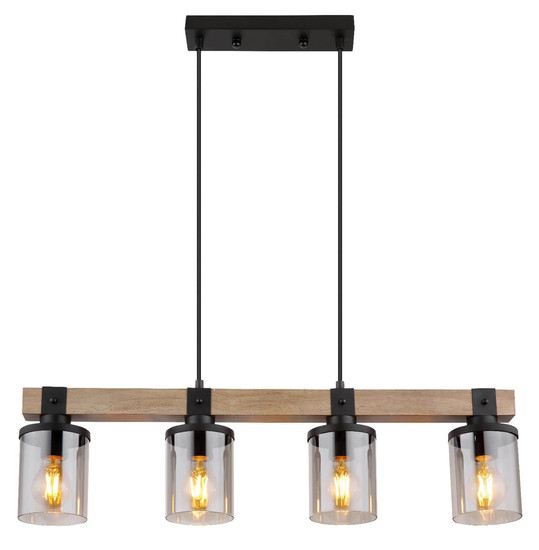 Globo Pendelleuchte Lila 4-flammig E27 Schwarz matt rauchfarben Metall Glas 133x73cm