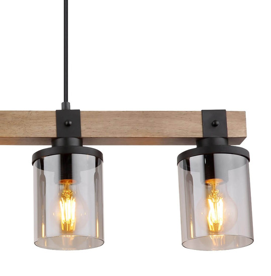 Globo Pendelleuchte Lila 4-flammig E27 Schwarz matt rauchfarben Metall Glas 133x73cm