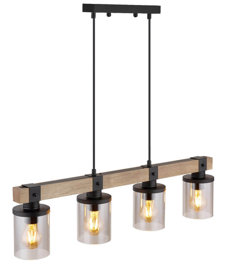 Globo Pendelleuchte Lila 4-flammig E27 Schwarz matt rauchfarben Metall Glas 133x73cm