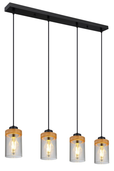 Globo Finca E27 Hängeleuchte 4-fach 40W Schwarz Matt, Metall Ø10cm 15557-4H