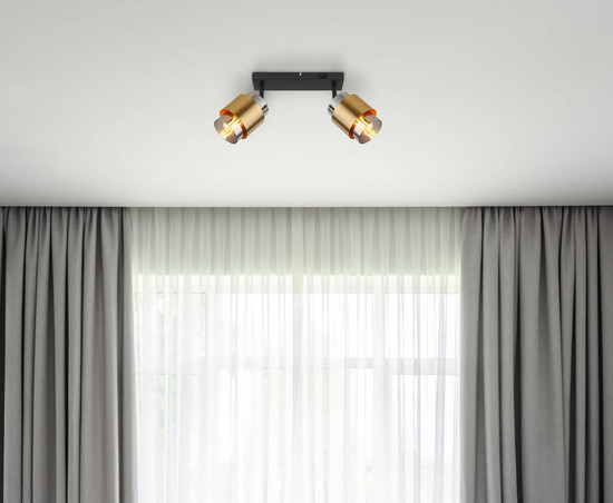 Globo Milley E27 Strahler 2-fach 40W Schwarz Matt, Metall Ø10cm 15560-2