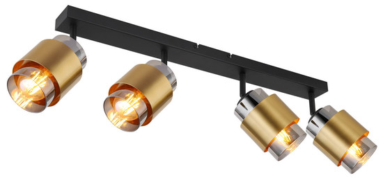 Globo Milley E27 Strahler 4-fach 40W Schwarz Matt, Metall Ø10cm 15560-4