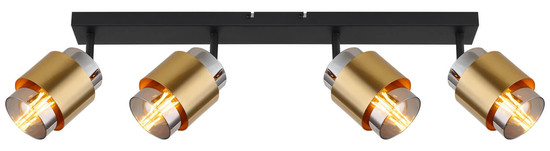 Globo Milley E27 Strahler 4-fach 40W Schwarz Matt, Metall Ø10cm 15560-4